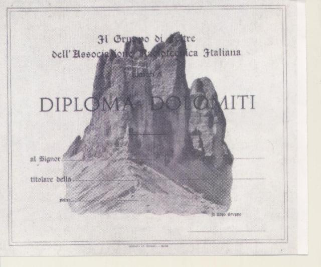 Prima stampa del Diploma Dolomiti 1967